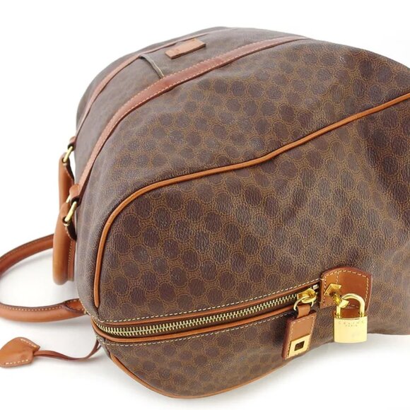 CELINE Boston bag macadam beige PVC ?~ leather Authentic USED - Picture 3 of 9